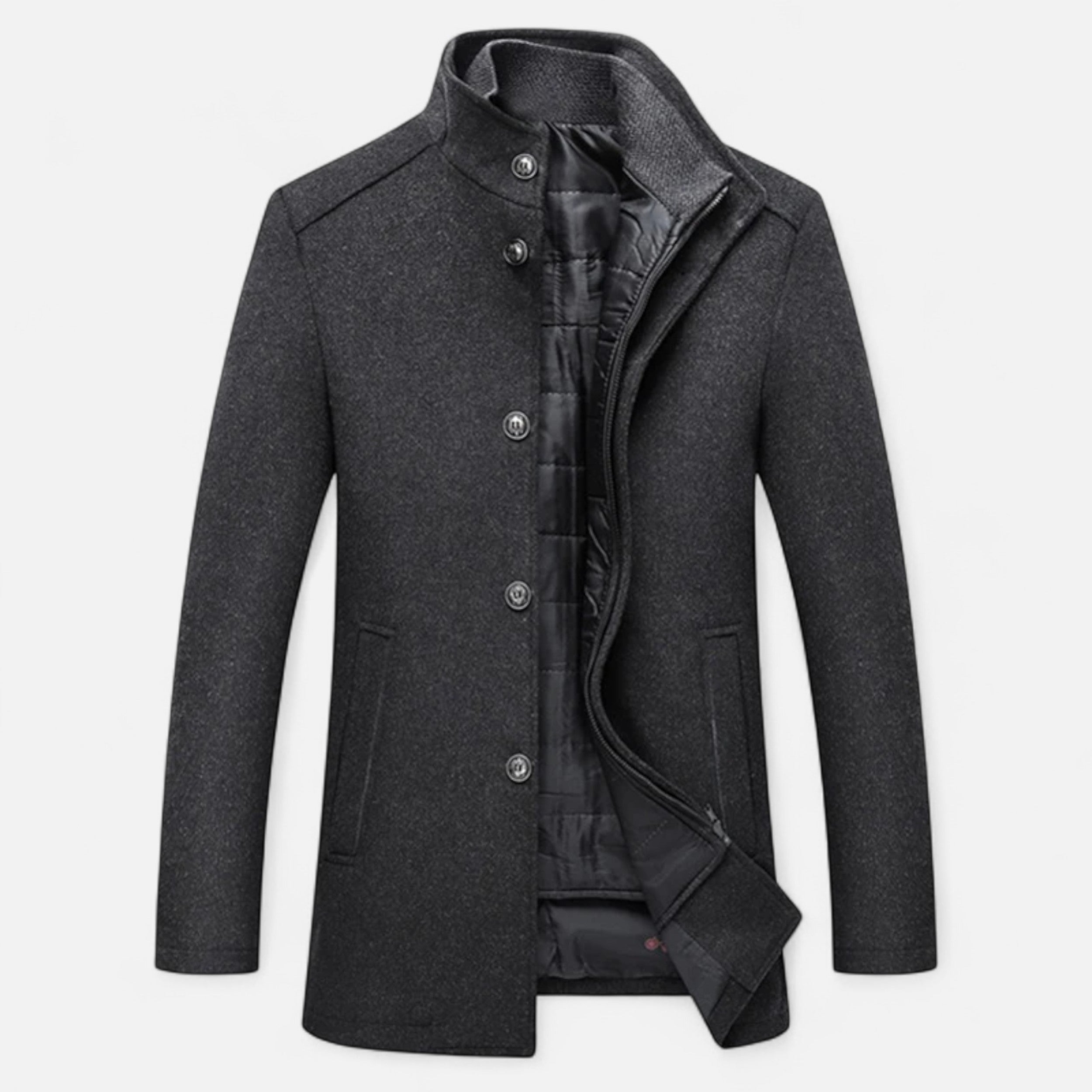 Zarenzio | Men's Polyester Wool Blend Slim Fit Winter Parka Jacket