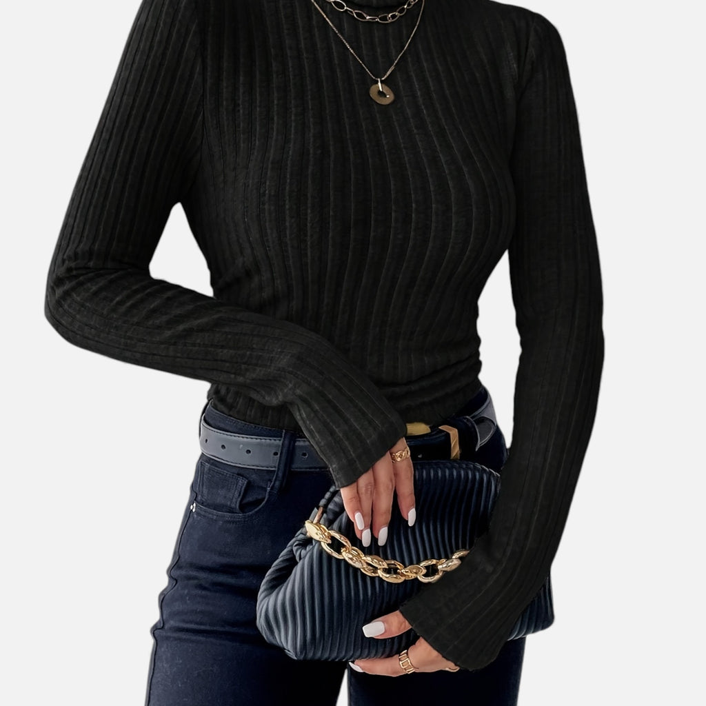 Zarenzio | Women's Polyester Ribbed Turtleneck Sweater
