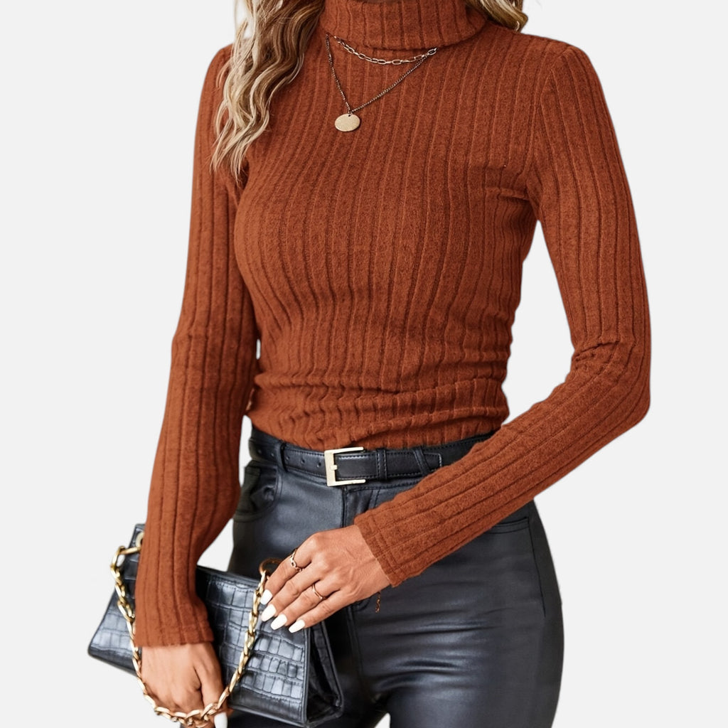 Zarenzio | Women's Polyester Ribbed Turtleneck Sweater