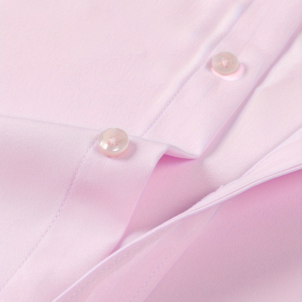 Zarenzio | Men's Polyester Slim-Fit Long Sleeve Business Shirt