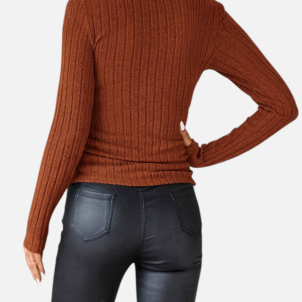 Zarenzio | Women's Polyester Ribbed Turtleneck Sweater