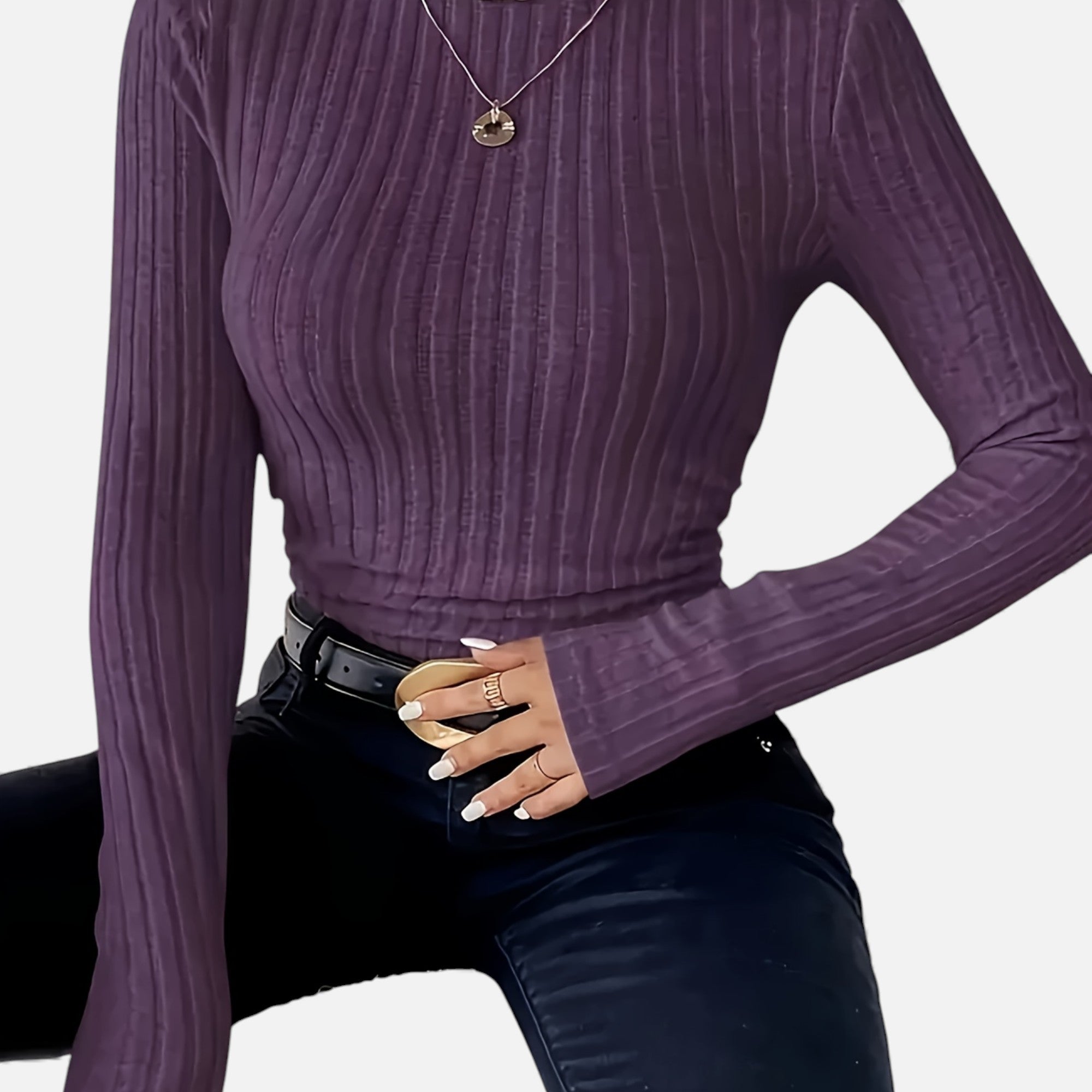 Zarenzio | Women's Polyester Ribbed Turtleneck Sweater