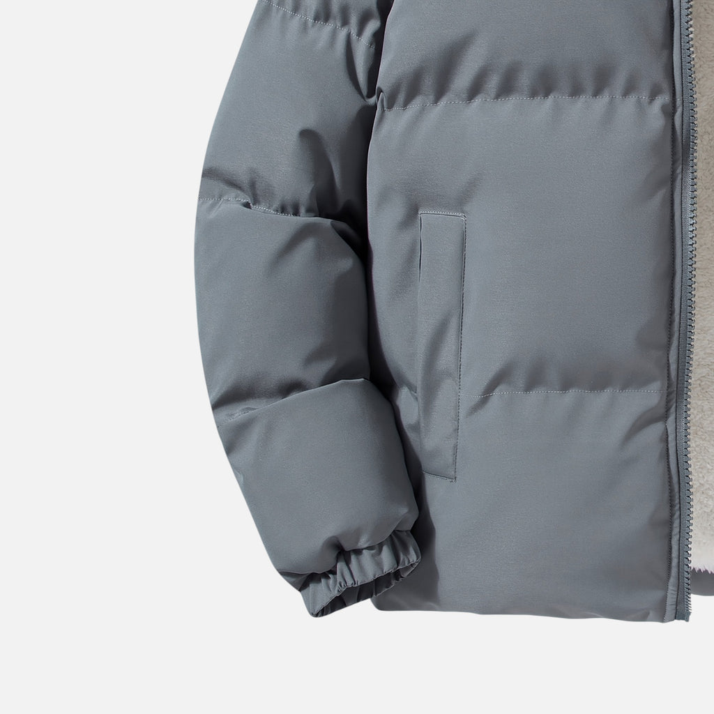 Zarenzio | Men's Polyester Zip-Up Puffer Jacket with Pockets