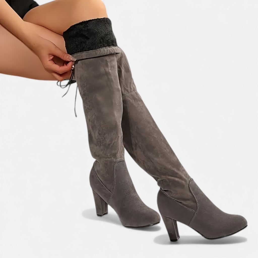 Zarenzio | Women’s Over-the-Knee Slip-On Boot with Chunky Heel