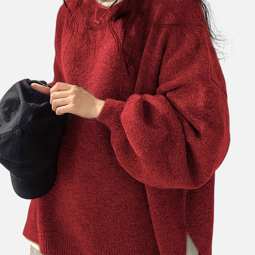 Zarenzio | Women's Polyester Knit Crew Neck Pullover Sweater