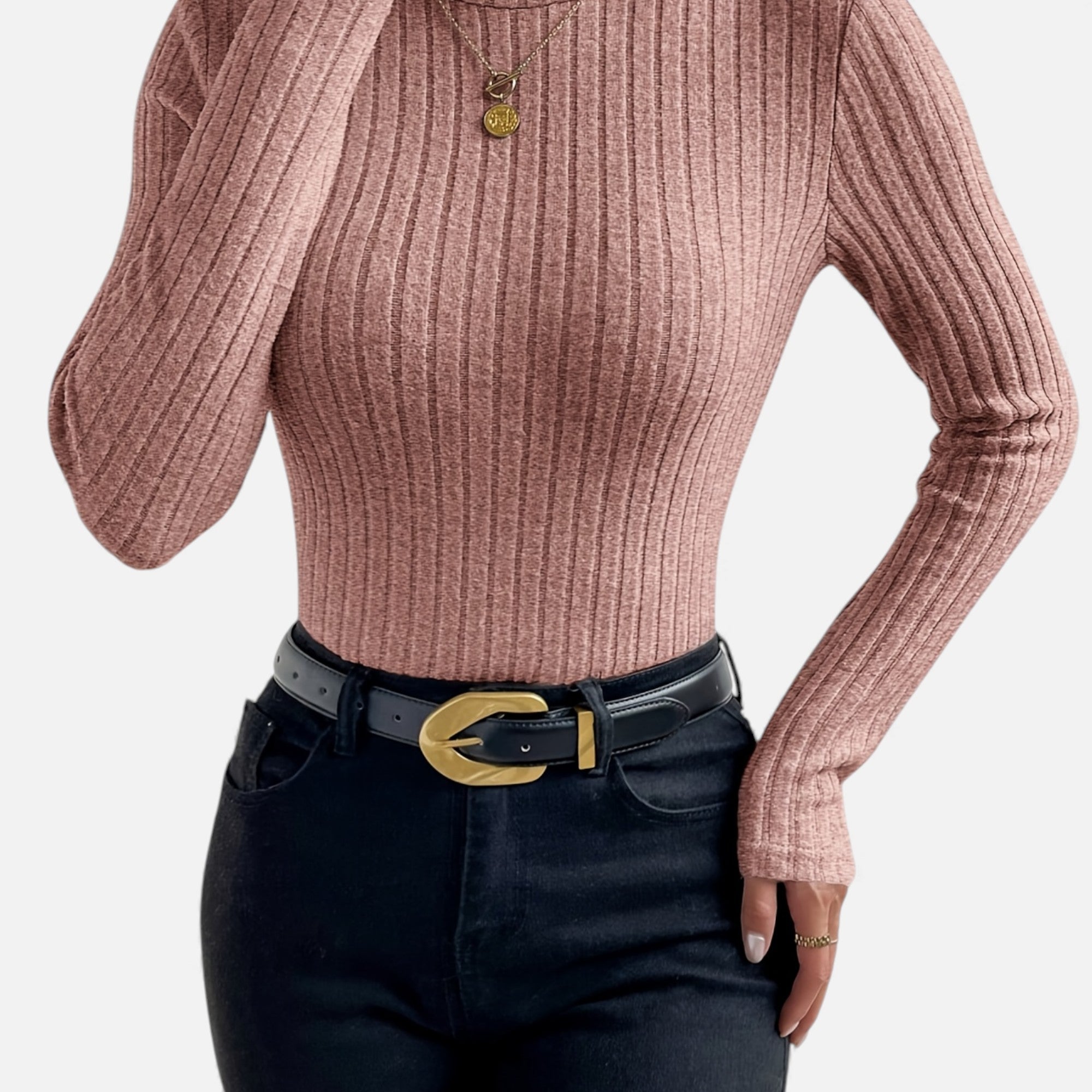 Zarenzio | Women's Polyester Ribbed Turtleneck Sweater
