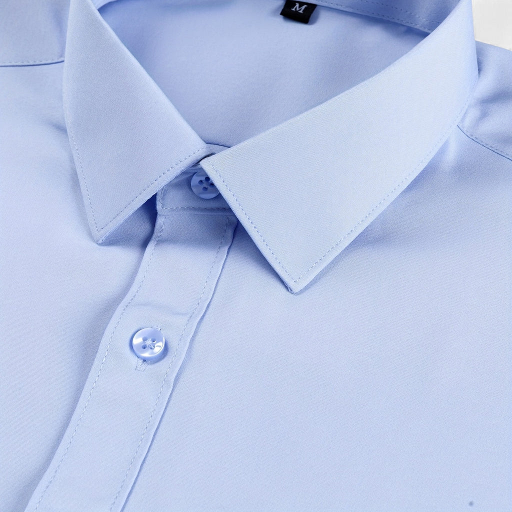 Zarenzio | Men's Polyester Slim-Fit Long Sleeve Business Shirt