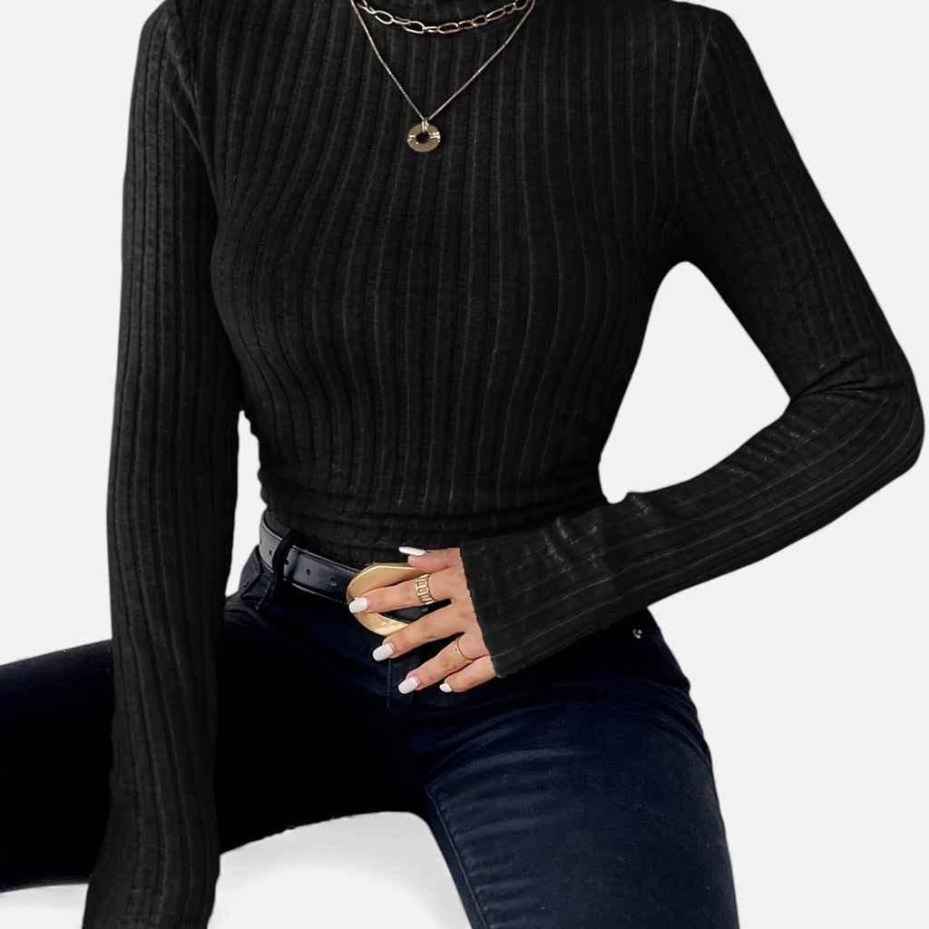 Zarenzio | Women's Polyester Ribbed Turtleneck Sweater