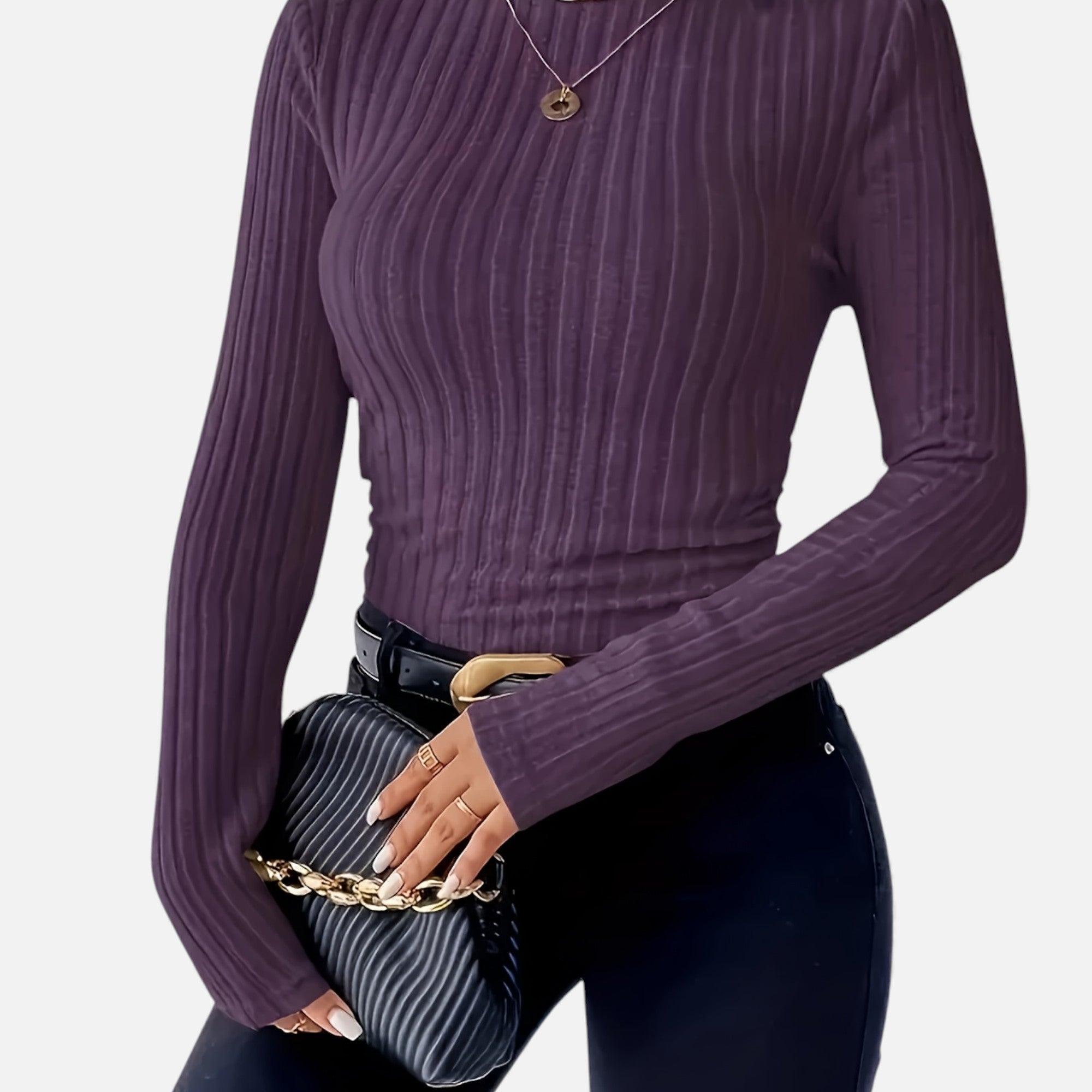 Zarenzio | Women's Polyester Ribbed Turtleneck Sweater