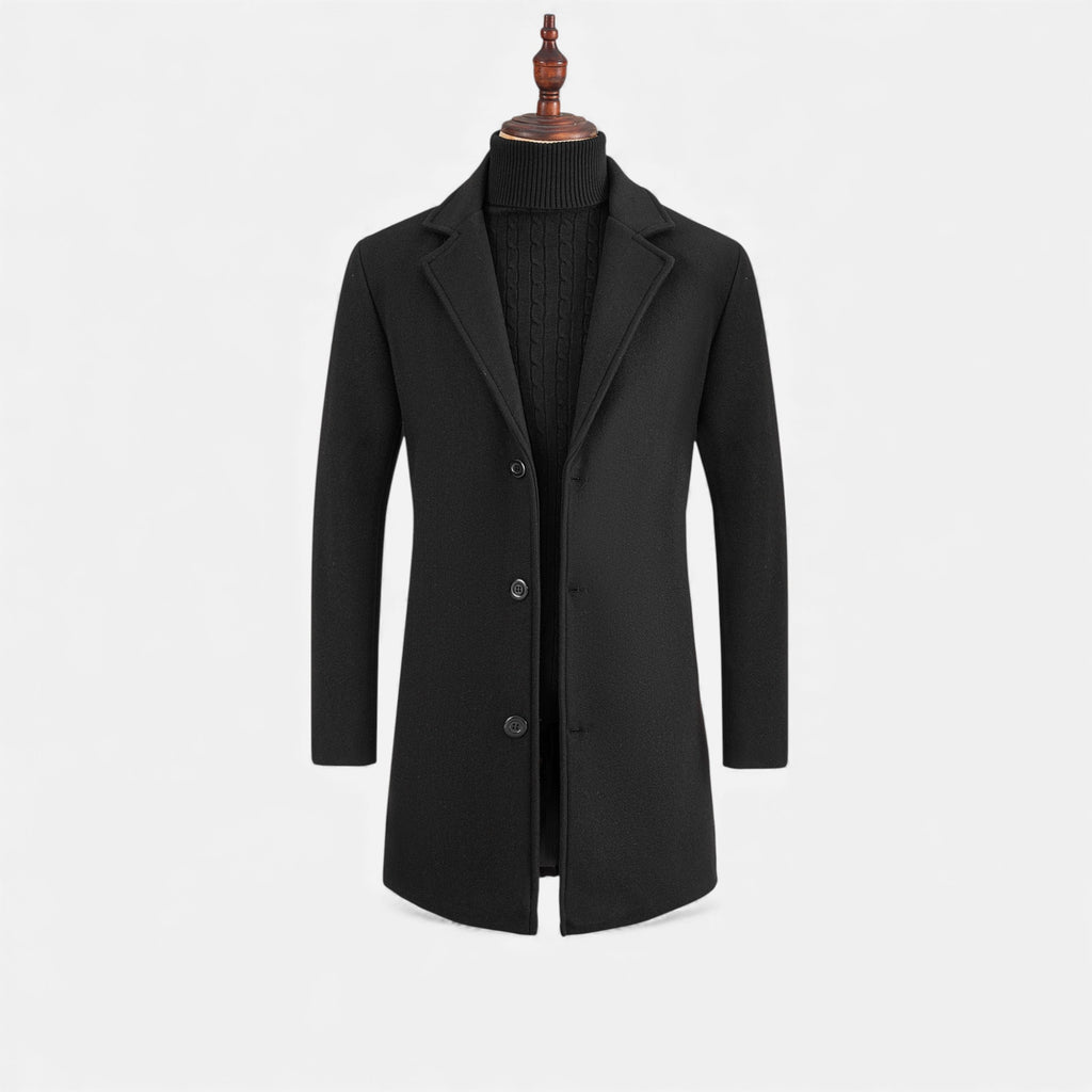 Zarenzio | Men's Polyester Slim-Fit Single-Breasted Trench Coat