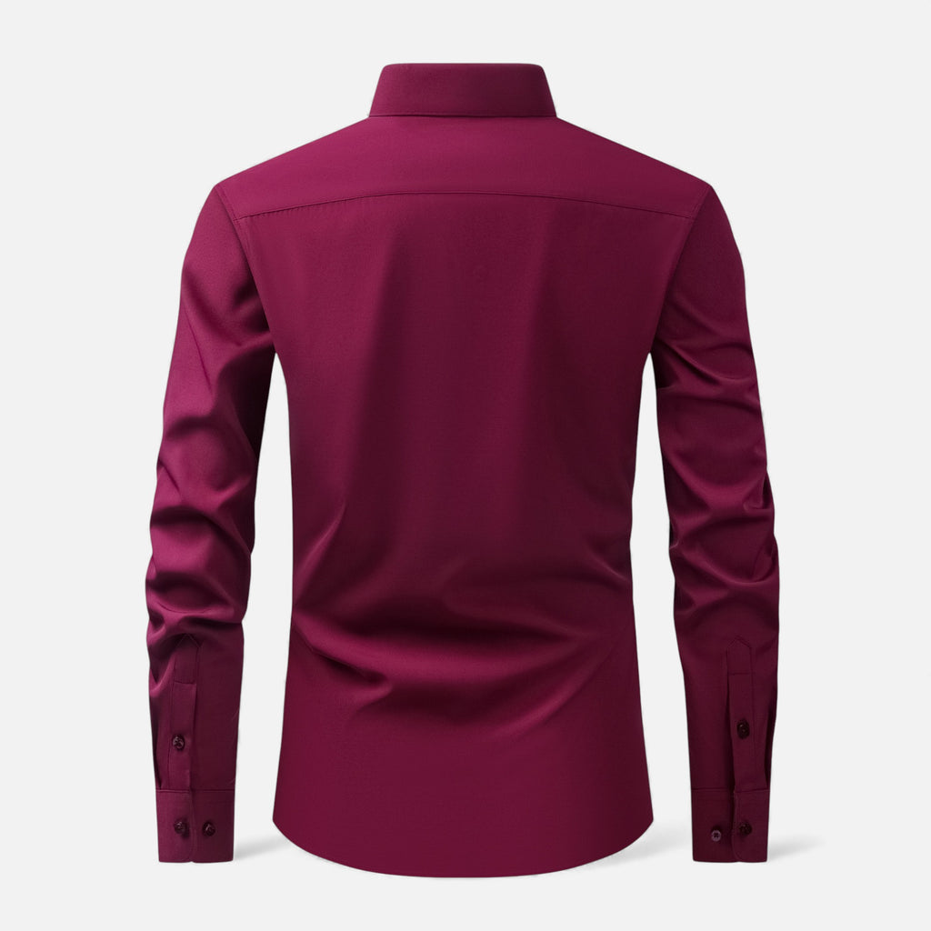 Zarenzio | Men's Polyester Slim-Fit Long Sleeve Business Shirt