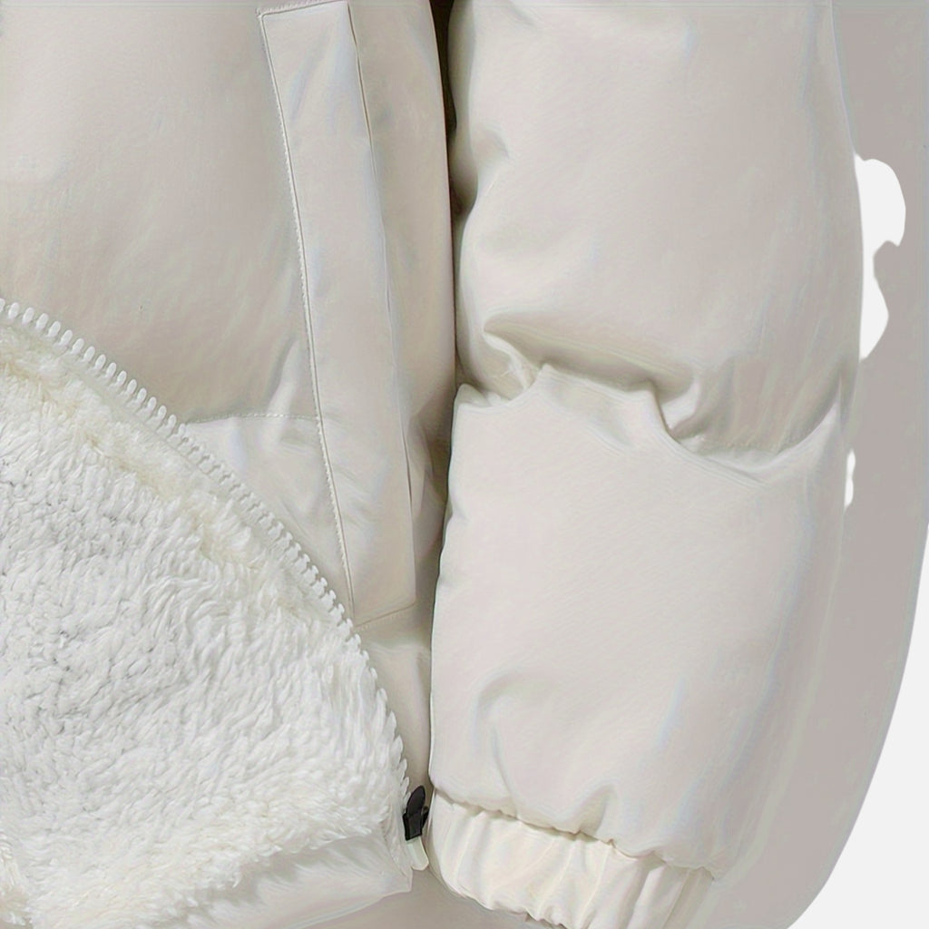 Zarenzio | Men's Polyester Zip-Up Puffer Jacket with Pockets