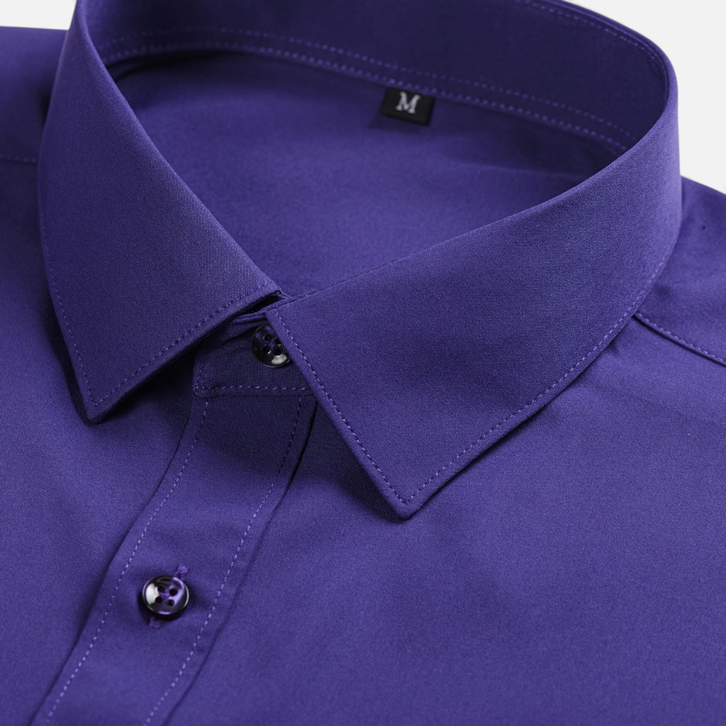 Zarenzio | Men's Polyester Slim-Fit Long Sleeve Business Shirt