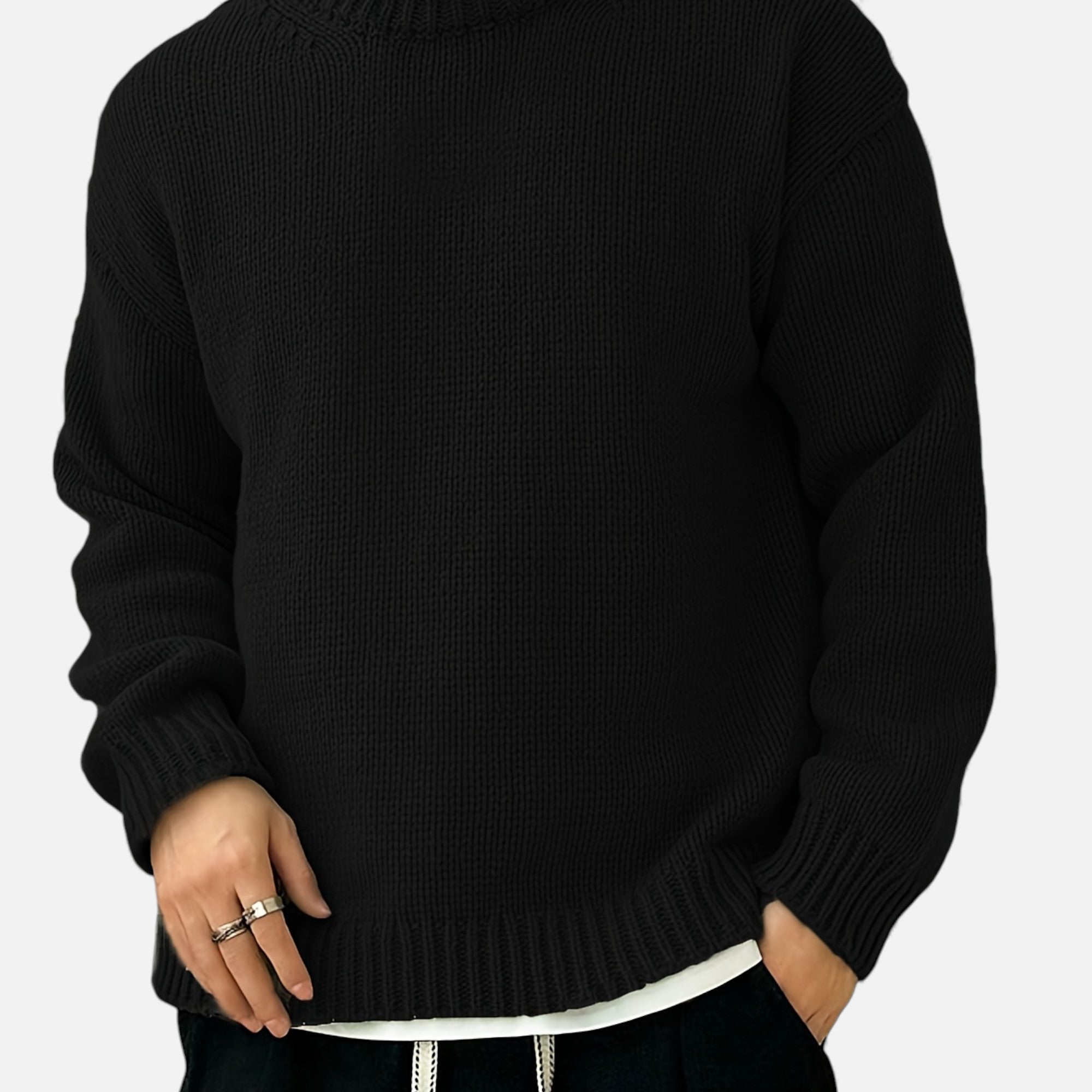 Zarenzio | Men's Polyester Knitted Crew Neck Sweater