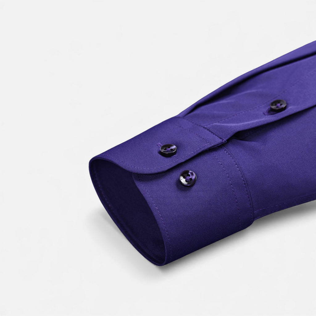 Zarenzio | Men's Polyester Slim-Fit Long Sleeve Business Shirt