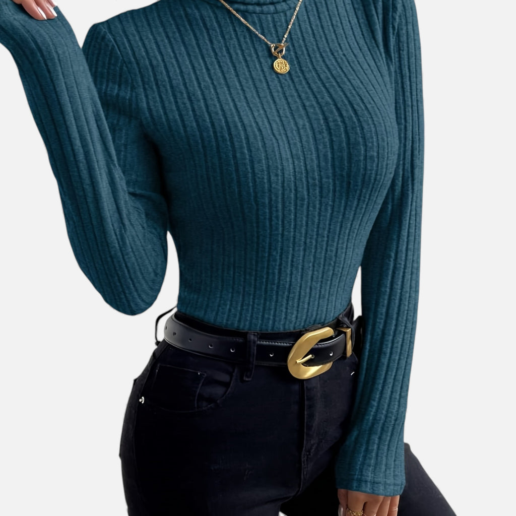 Zarenzio | Women's Polyester Ribbed Turtleneck Sweater