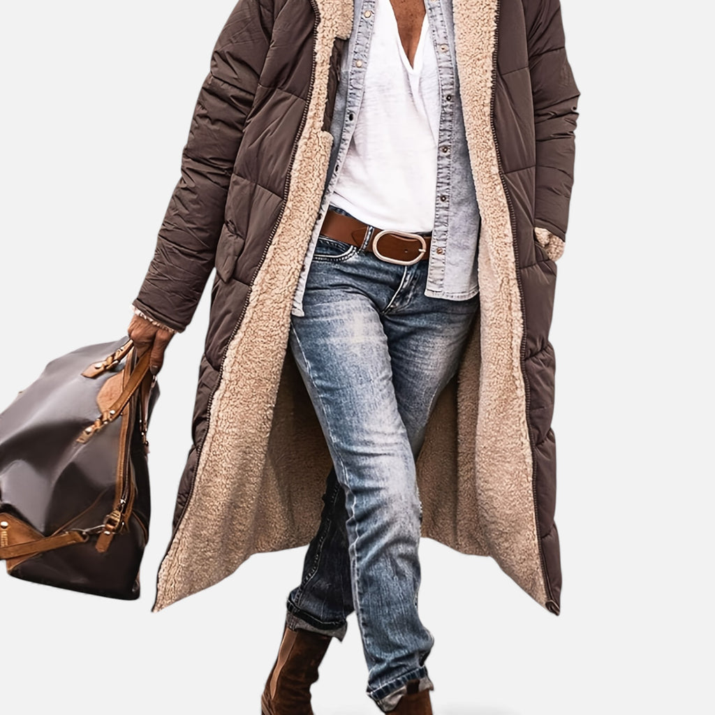 Zarenzio | Women's Polyester Fleece Lined Knee-Length Puffer Jacket