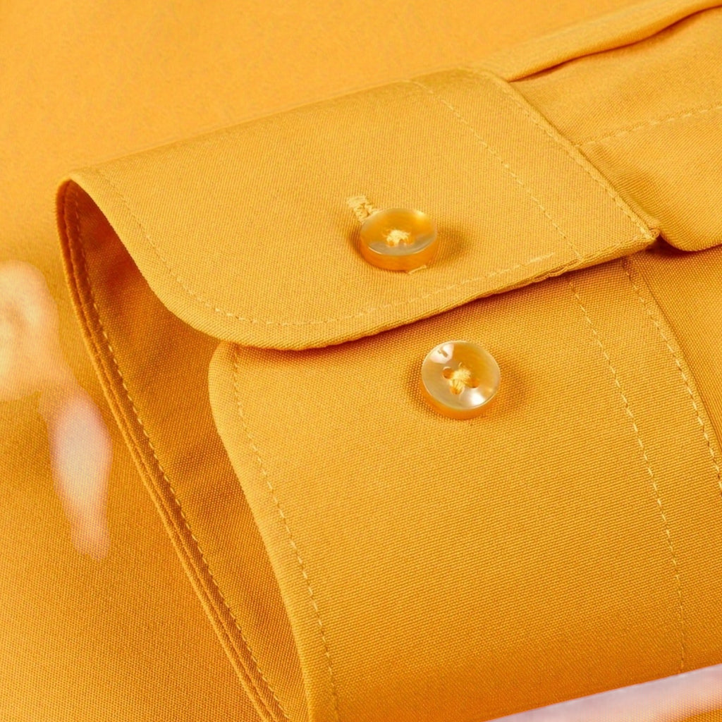 Zarenzio | Men's Polyester Slim-Fit Long Sleeve Business Shirt