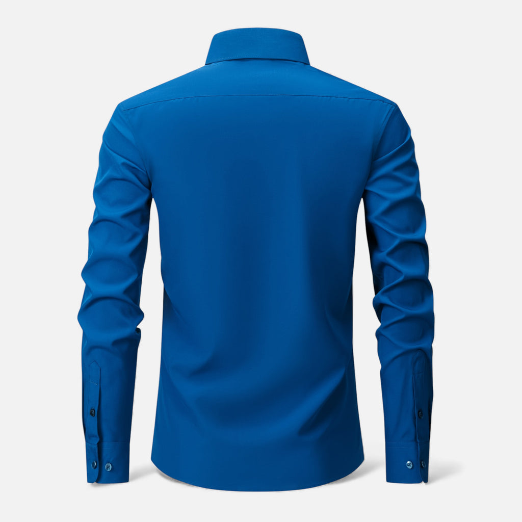 Zarenzio | Men's Polyester Slim-Fit Long Sleeve Business Shirt