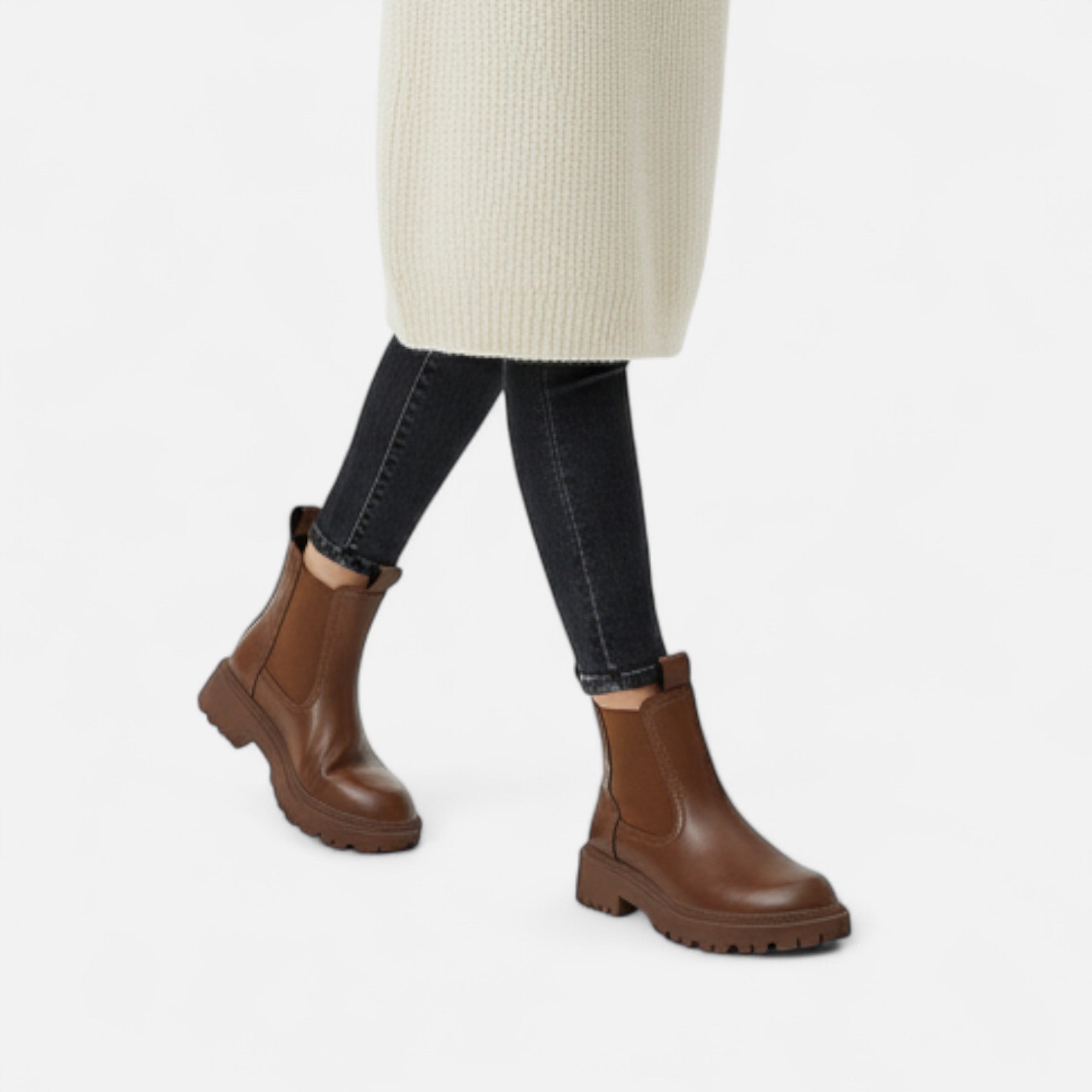 Zarenzio | Women's Split Leather Ankle Chelsea Boots