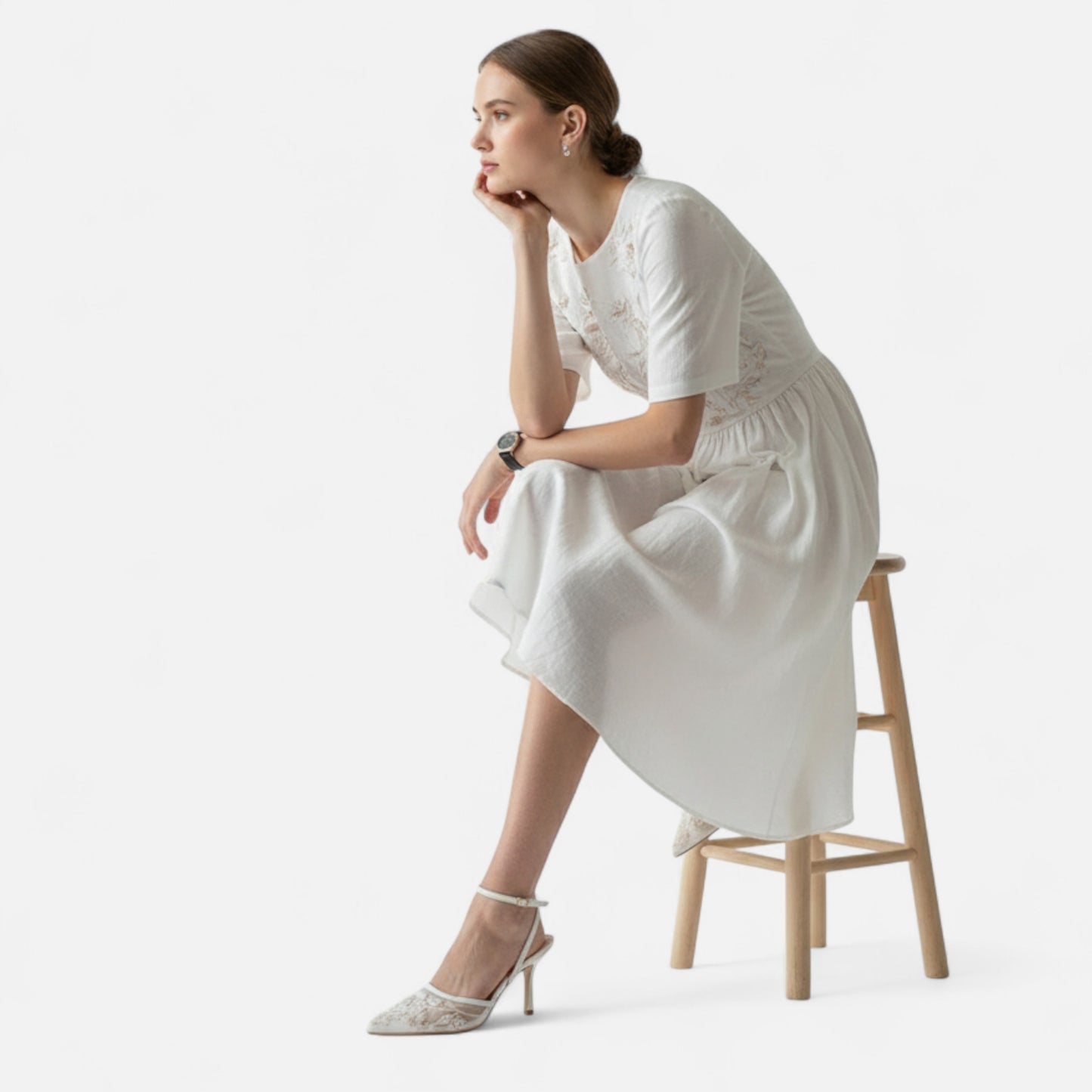 Zarenzio | Women's Air Mesh Embroidered Slingback High Heel Pumps