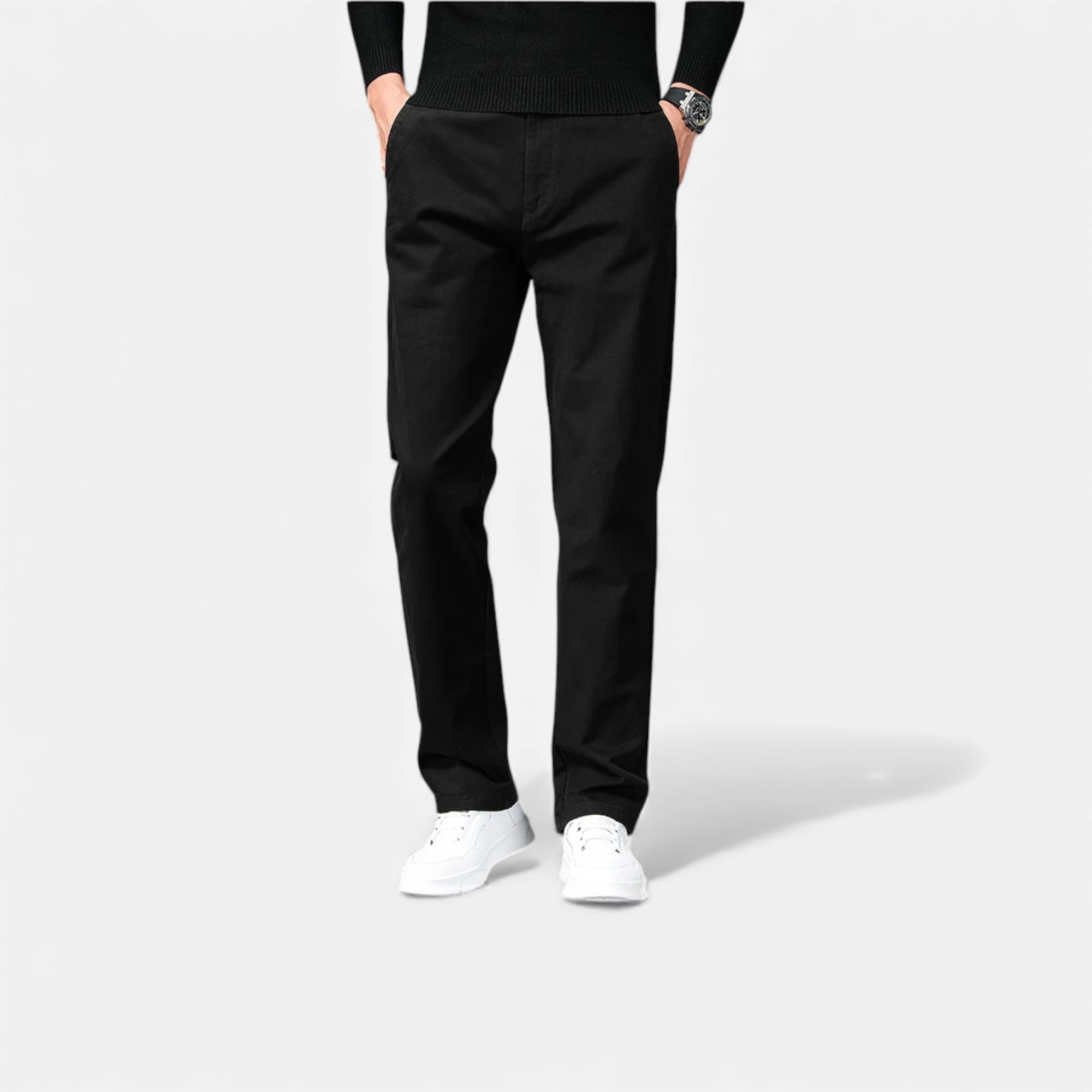 Zarenzio | Men's Cotton Stretch Straight Chino Trousers