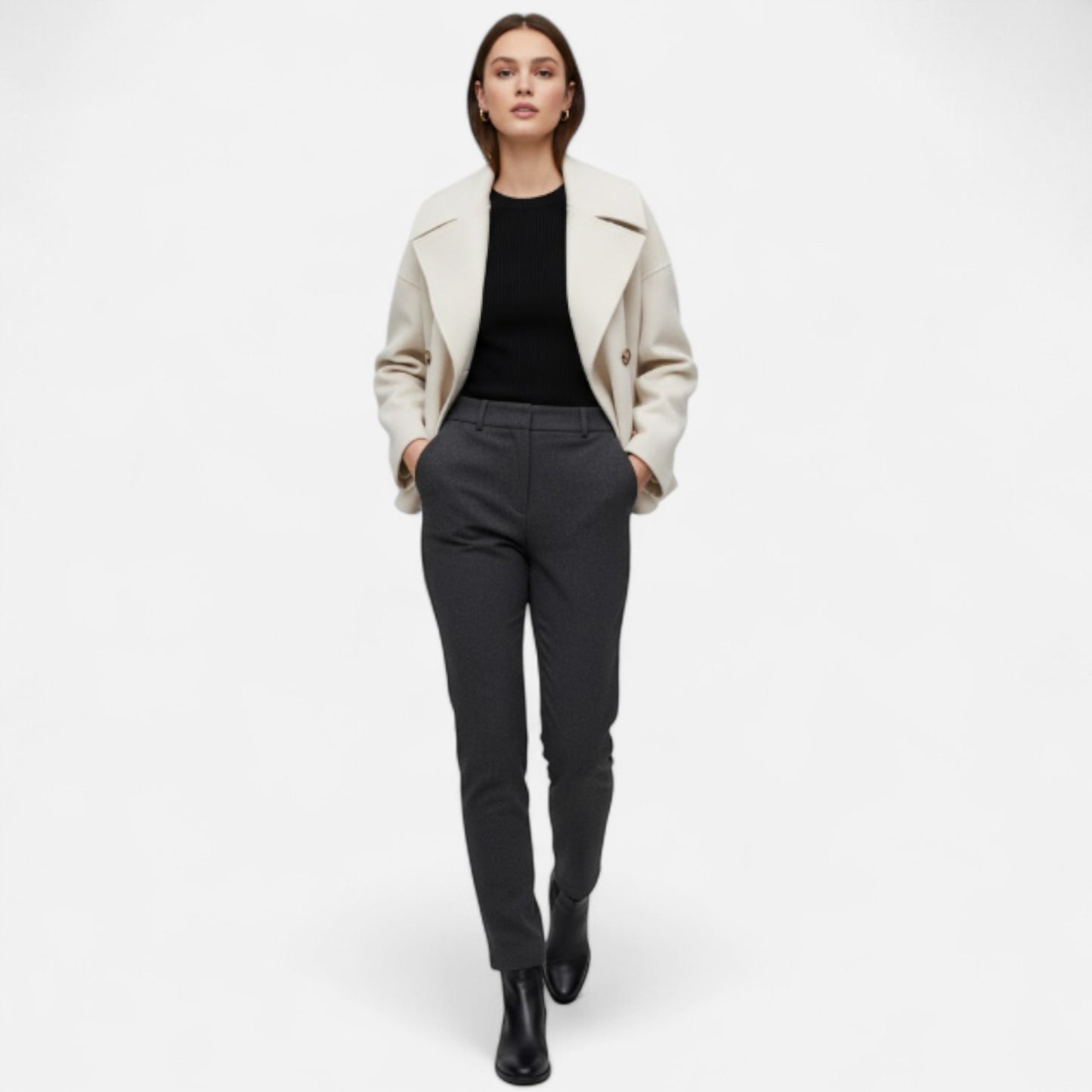 Zarenzio | Women’s Amelia Double-Breasted Wool-Blend Jacket