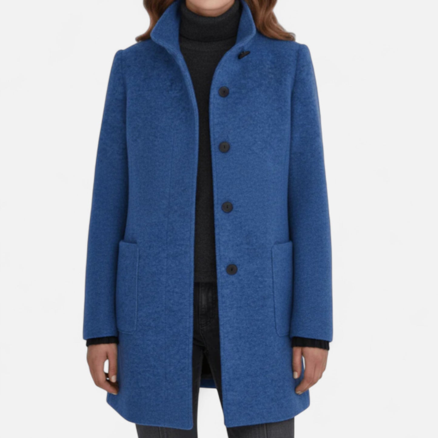 Zarenzio | Women’s Wool Blend Coat with Stand Collar