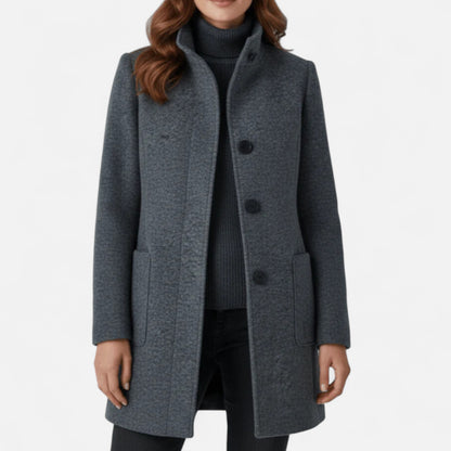 Zarenzio | Women’s Wool Blend Coat with Stand Collar