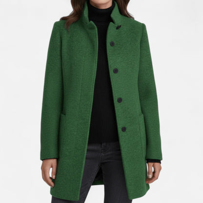 Zarenzio | Women’s Wool Blend Coat with Stand Collar