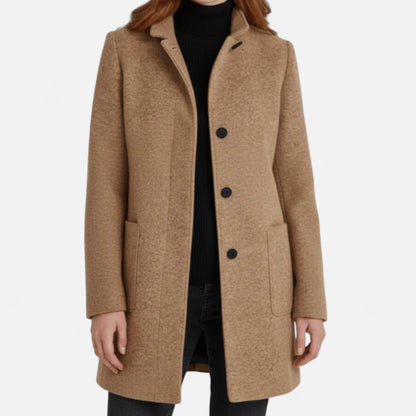 Zarenzio | Women’s Wool Blend Coat with Stand Collar