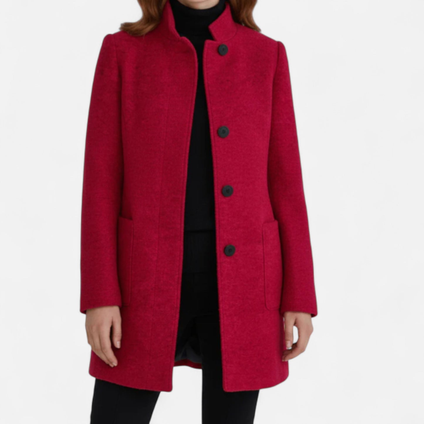 Zarenzio | Women’s Wool Blend Coat with Stand Collar