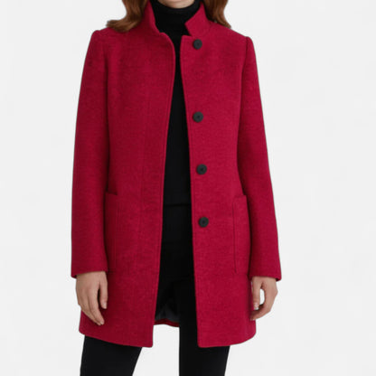 Zarenzio | Women’s Wool Blend Coat with Stand Collar