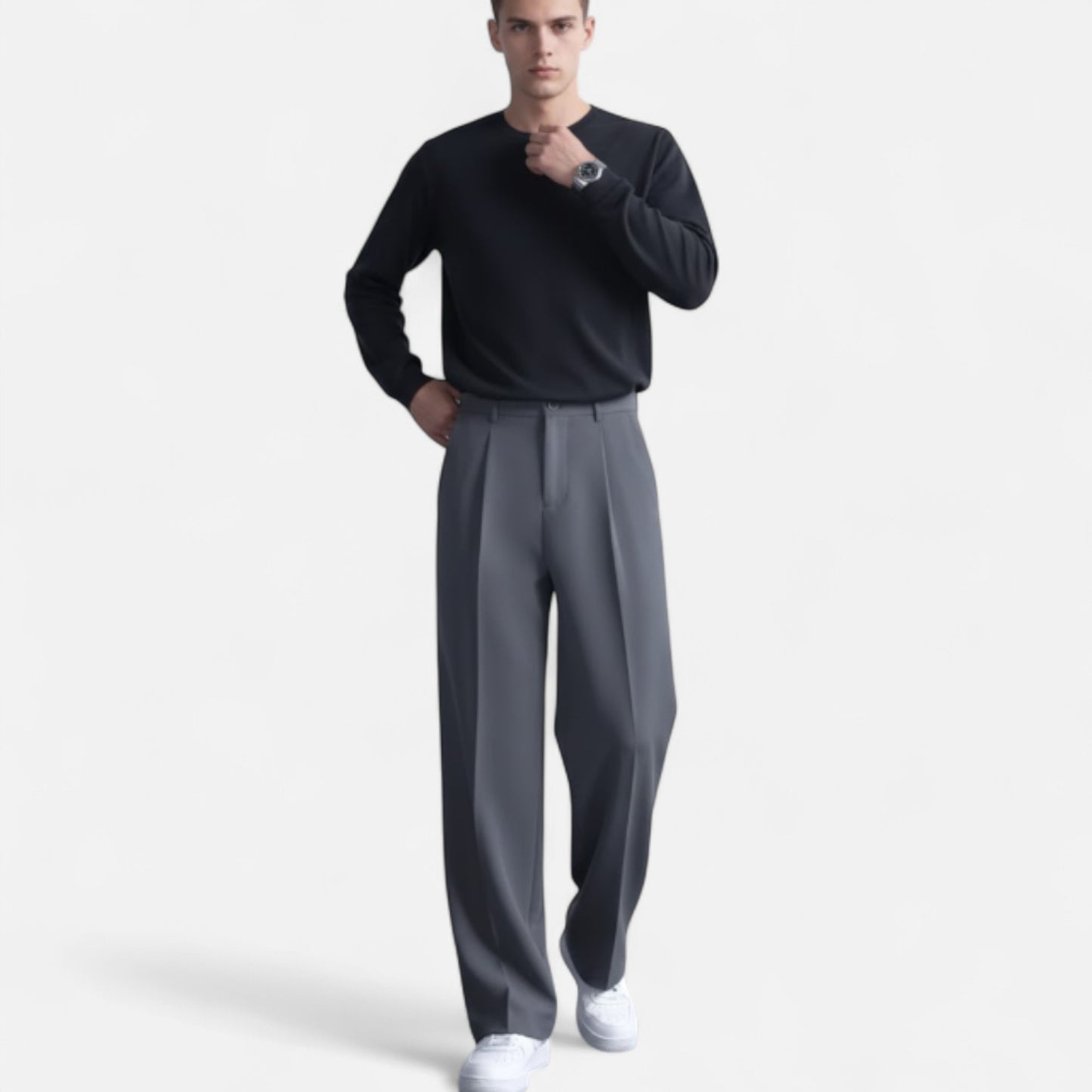Zarenzio | Men’s Fitted Trouser in Tailored Wool Blend