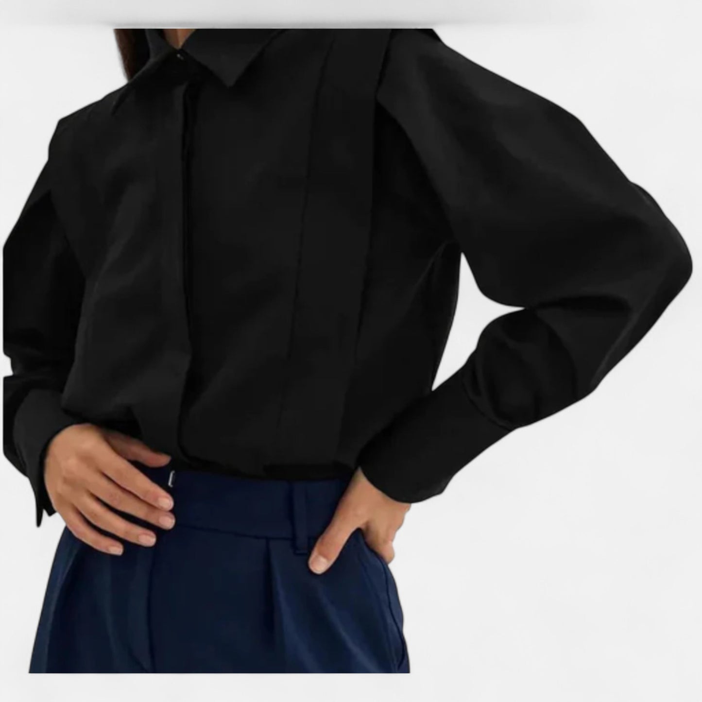 Zarenzio | Women’s Square-Hem Button-Down Shirt in Crisp Cotton