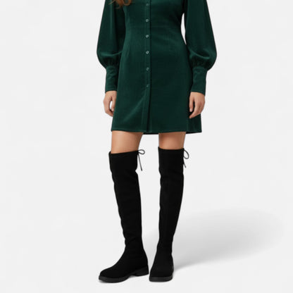 Zarenzio | Women’s Tall Lace-Up Boot in Premium Leather Finish