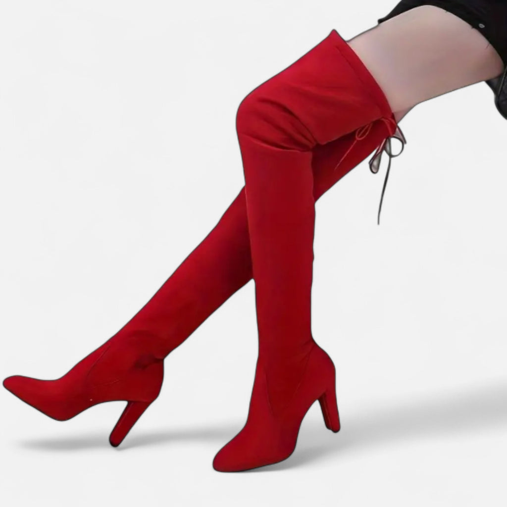 Zarenzio | Women’s Over-the-Knee Slip-On Boot with Chunky Heel