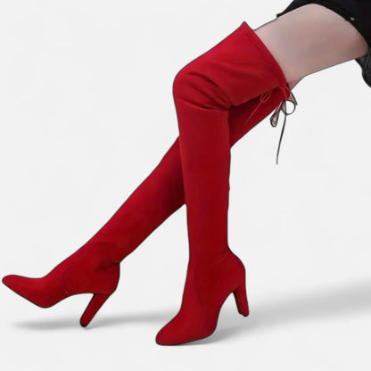 Zarenzio | Women’s Over-the-Knee Slip-On Boot with Chunky Heel