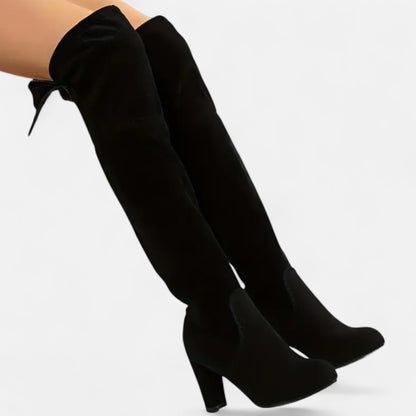 Zarenzio | Women’s Over-the-Knee Slip-On Boot with Chunky Heel