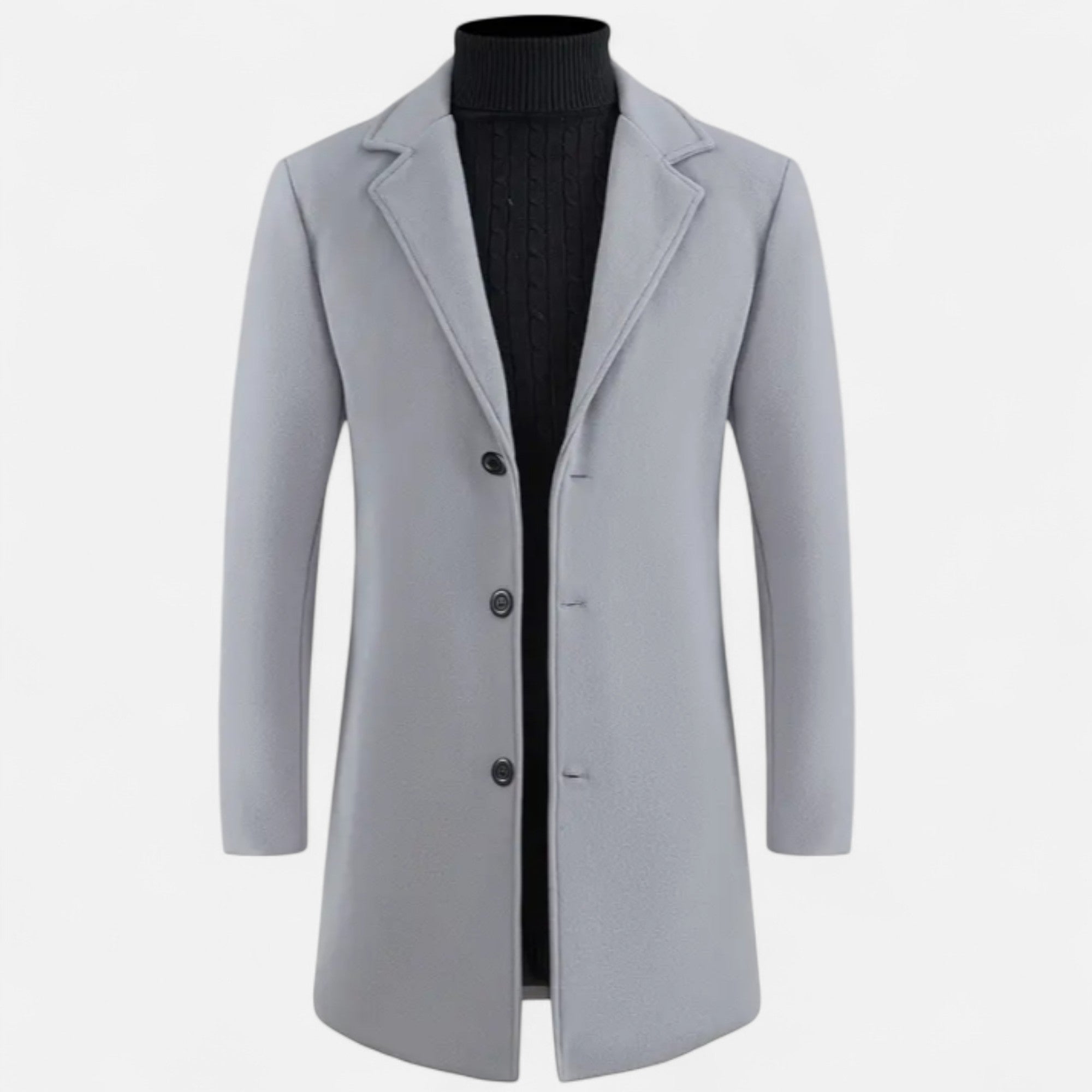 Zarenzio | Men’s Single-Breasted Trench Coat in Mid-Grey