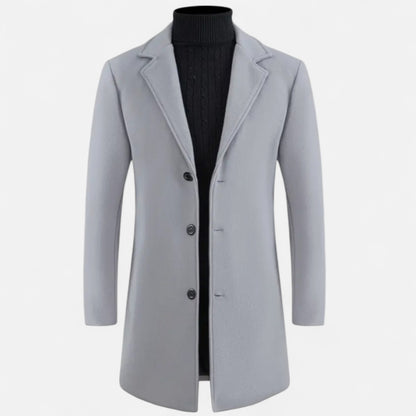Zarenzio | Men’s Single-Breasted Trench Coat in Mid-Grey