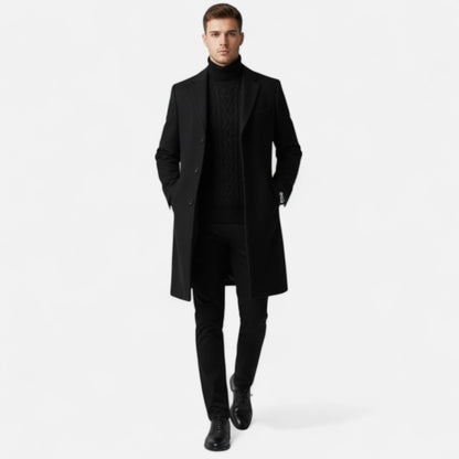 Zarenzio | Men’s Single-Breasted Trench Coat in Mid-Grey