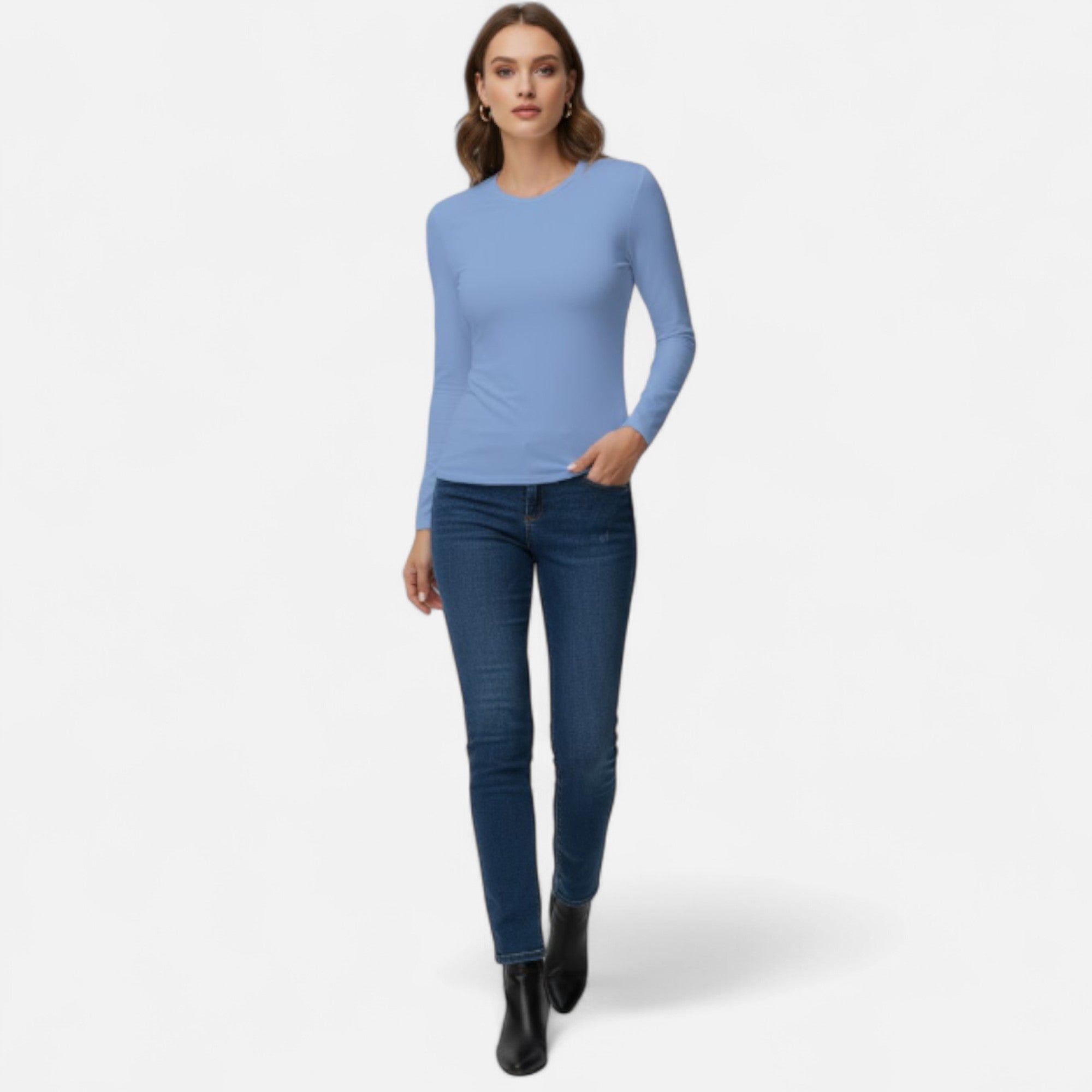 Zarenzio | Women’s Thermal Crew-Neck Shirt in Merino Blend