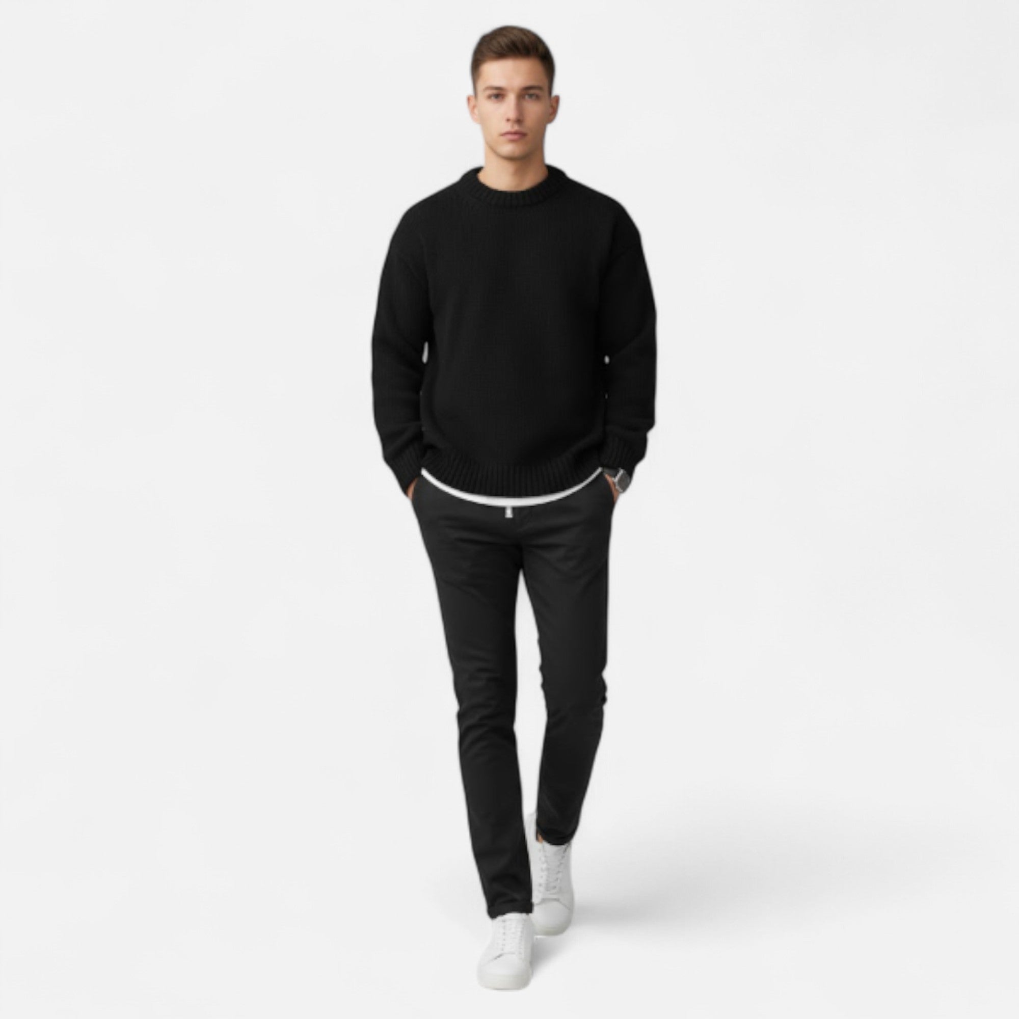 Zarenzio | Men’s Cashmere-Touch Crew-Neck Pullover