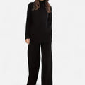 Zarenzio | Women’s Ribbed Co-ord Set with Wide-Leg Trousers