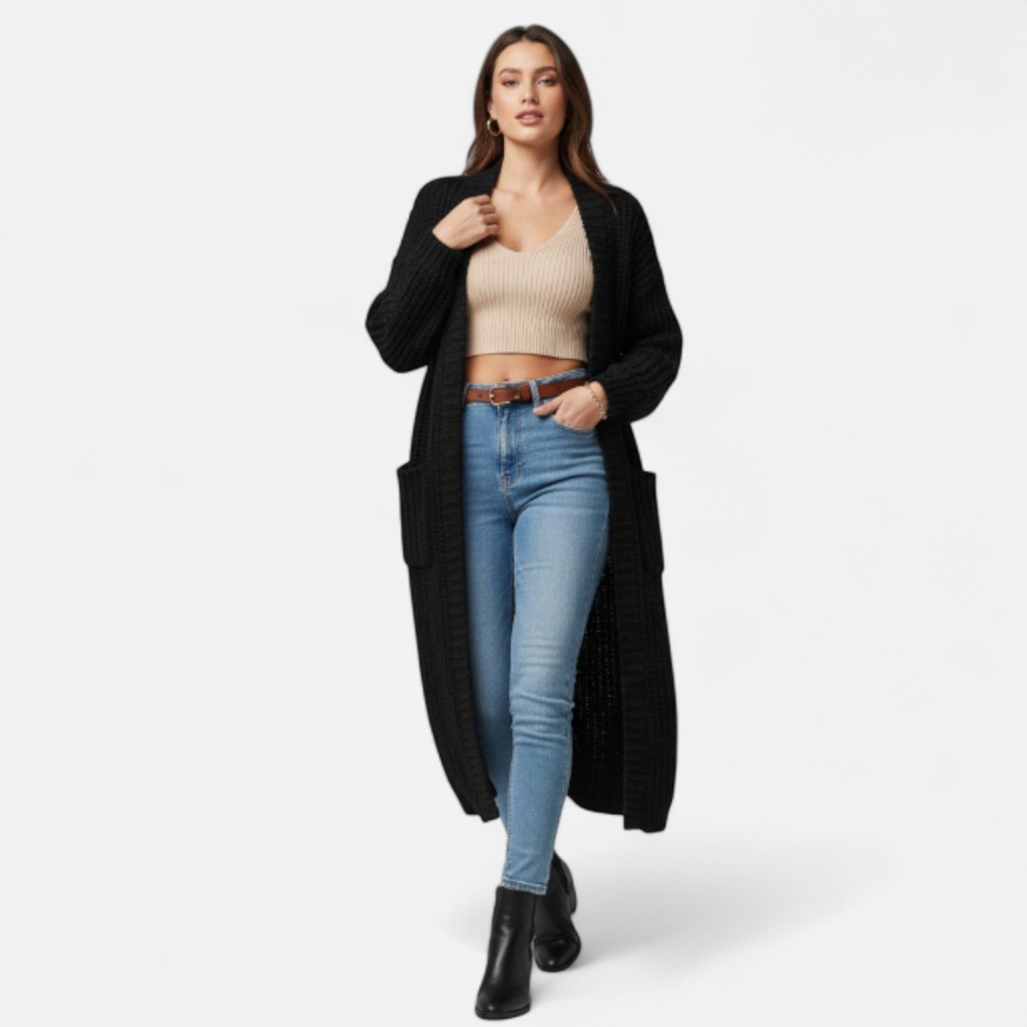 Zarenzio | Women’s Heritage Ribbed V-Neck Cardigan