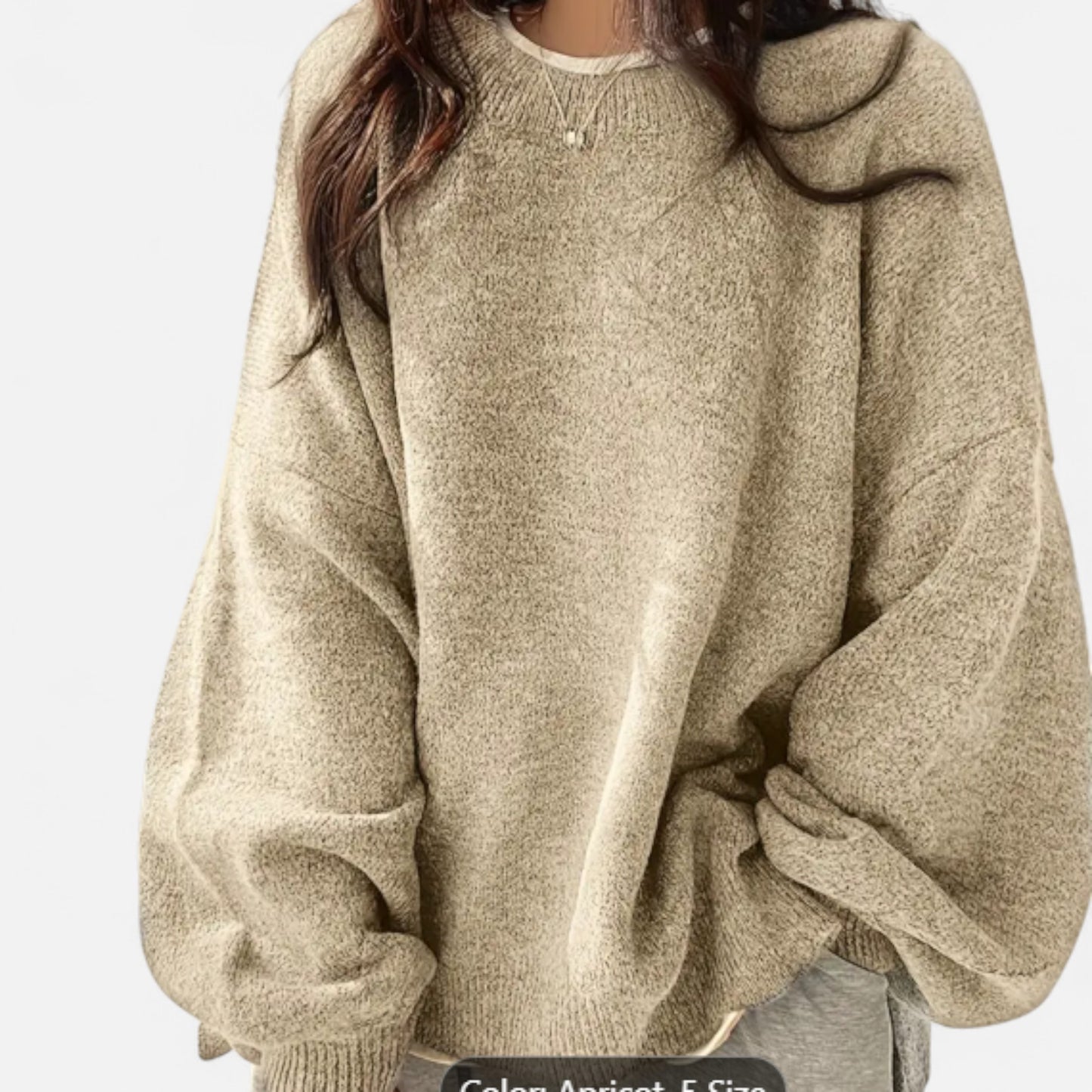 Zarenzio | Women’s Drop-Shoulder Crew Pullover Knit