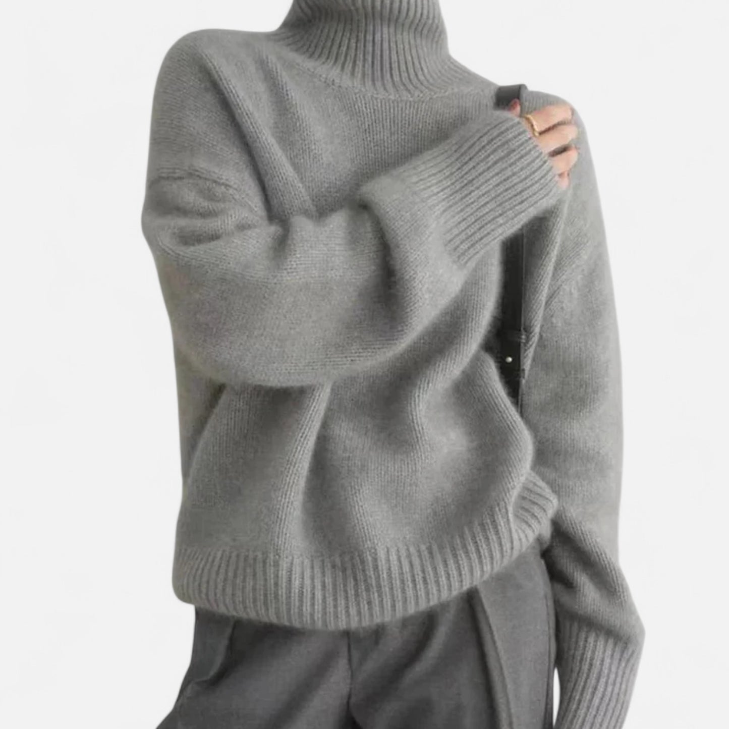 Zarenzio | Women's Knitted High Collar Oversized Pullover Sweater