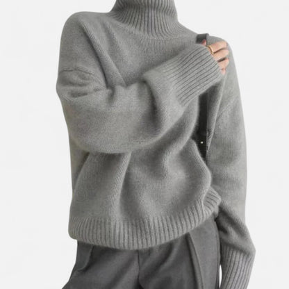 Zarenzio | Women's Knitted High Collar Oversized Pullover Sweater