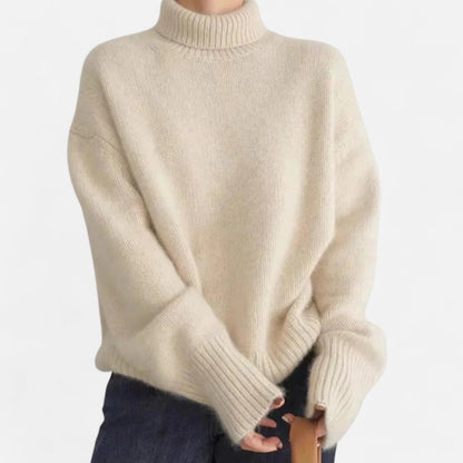 Zarenzio | Women's Knitted High Collar Oversized Pullover Sweater